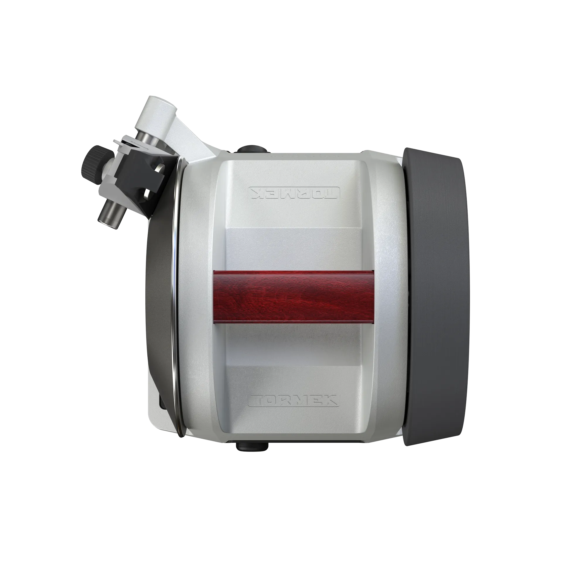 Top-view of the Tormek T-1 Morakniv 1891 showing of the red birch handle.