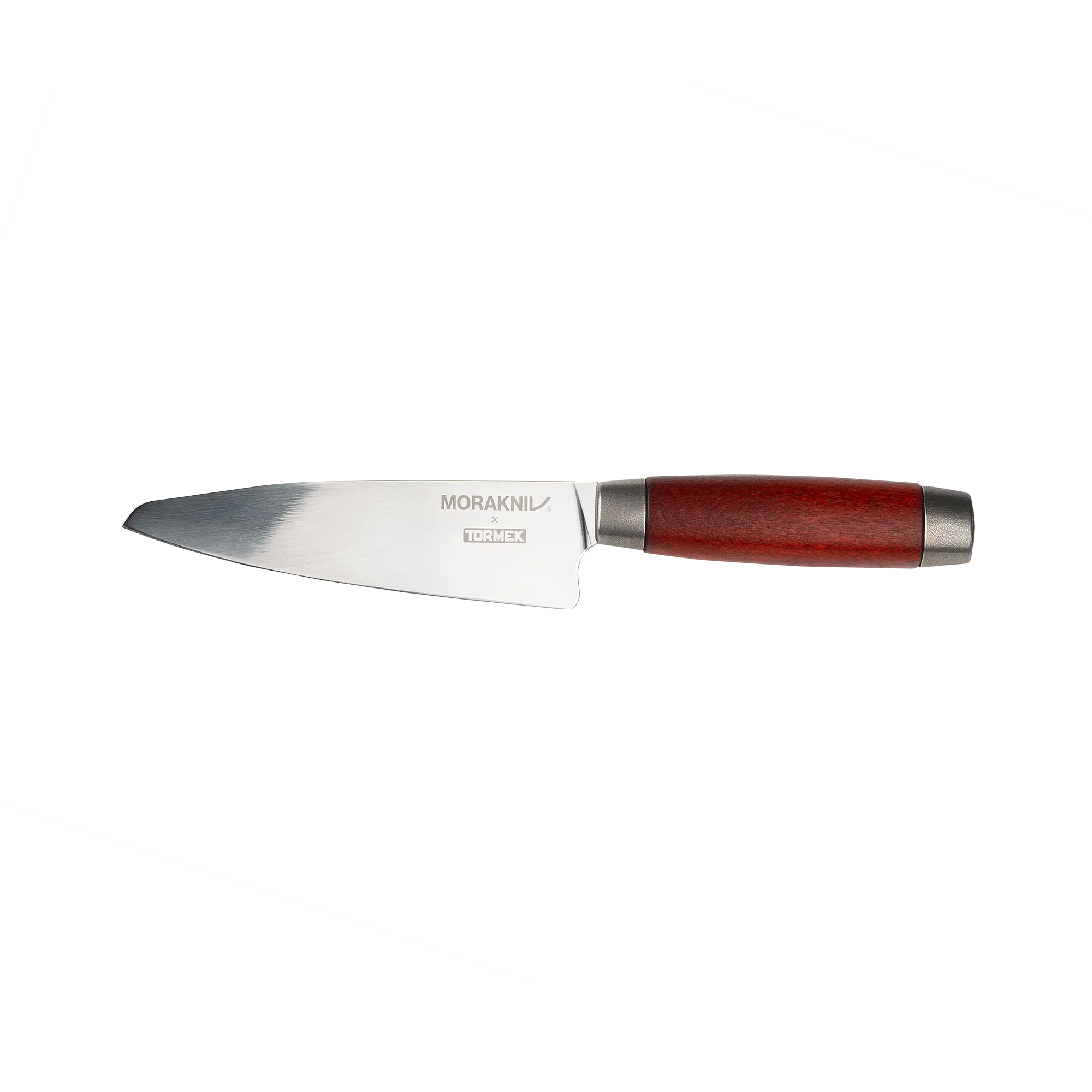 A Morakniv x Tormek 1891 classic utility knife with a red handle in birch