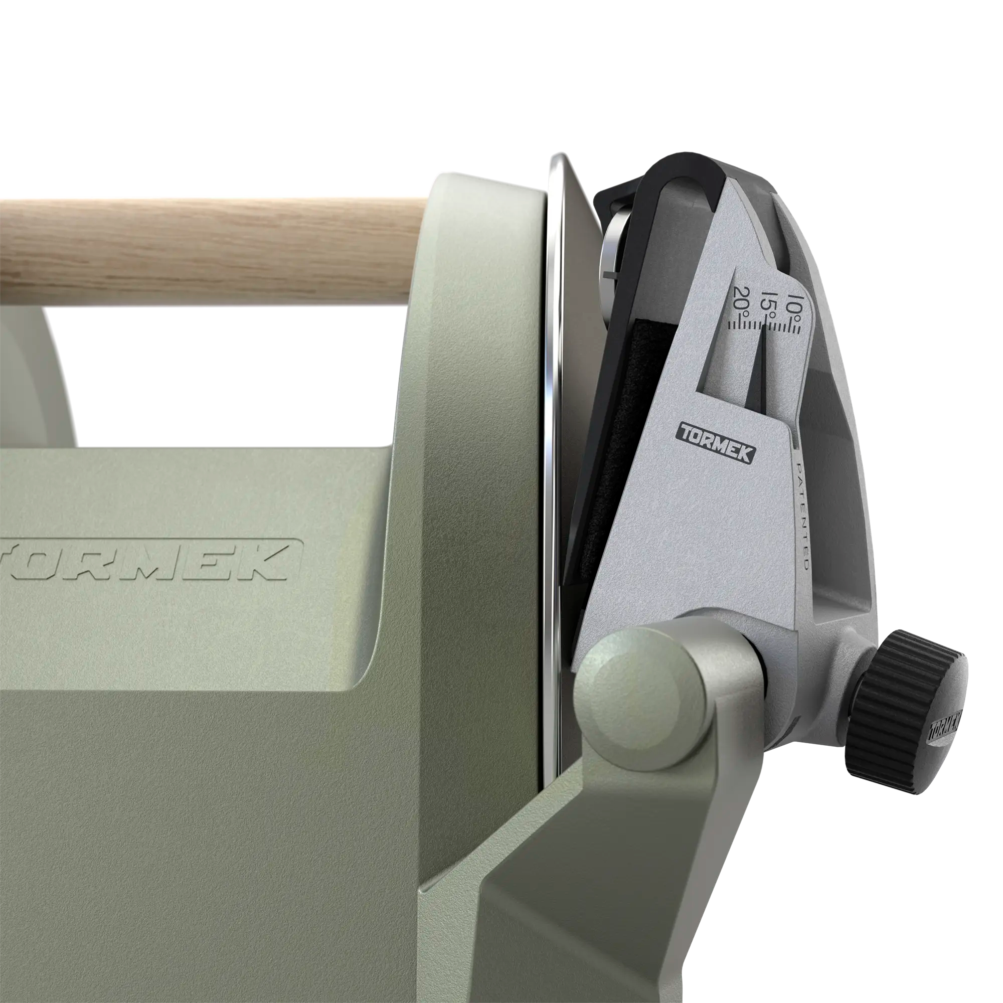 Tormek T-1 in Ash Green detail of angle setter