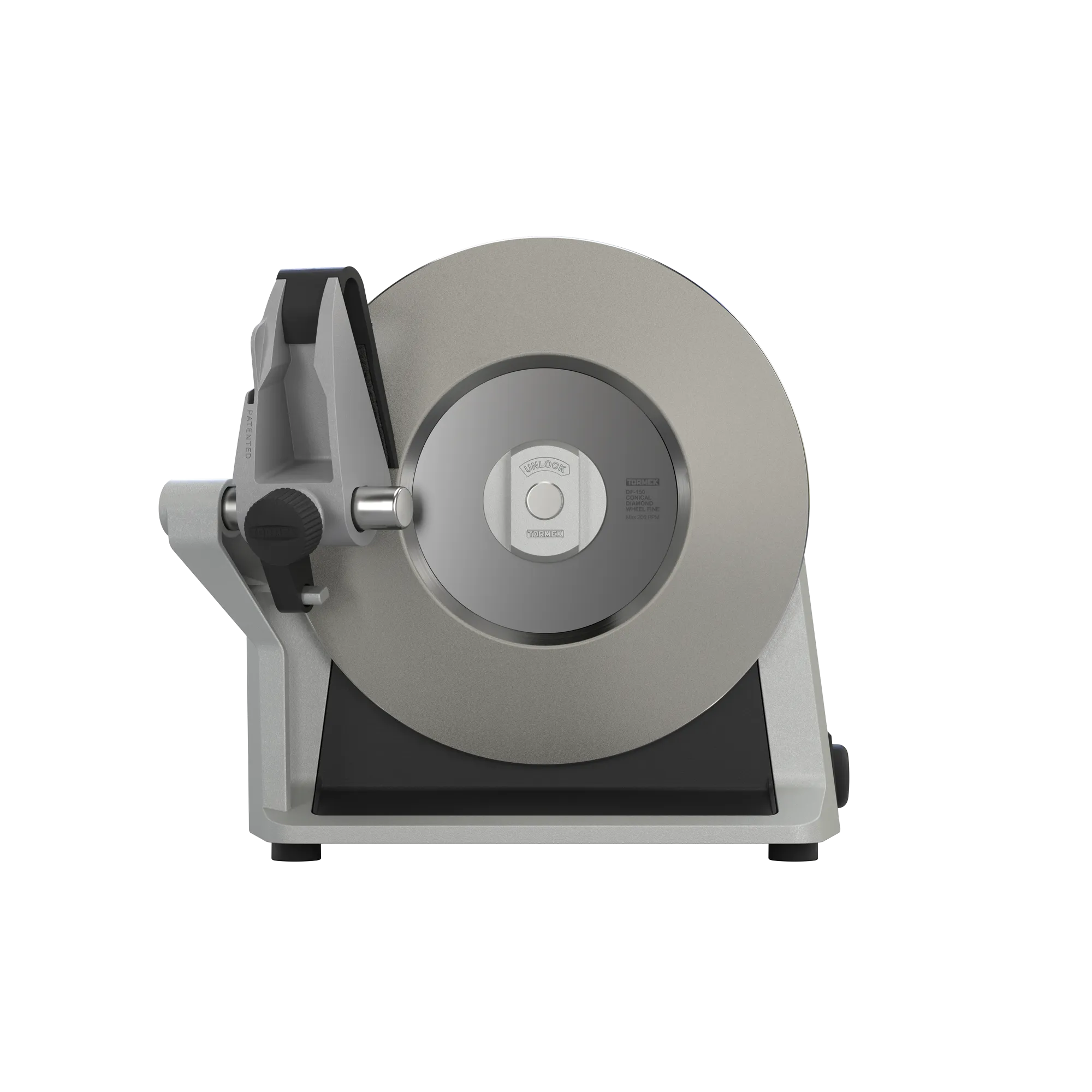 Side view of the Tormek T-1 Morakniv 1891 showing the diamond grinding wheel.