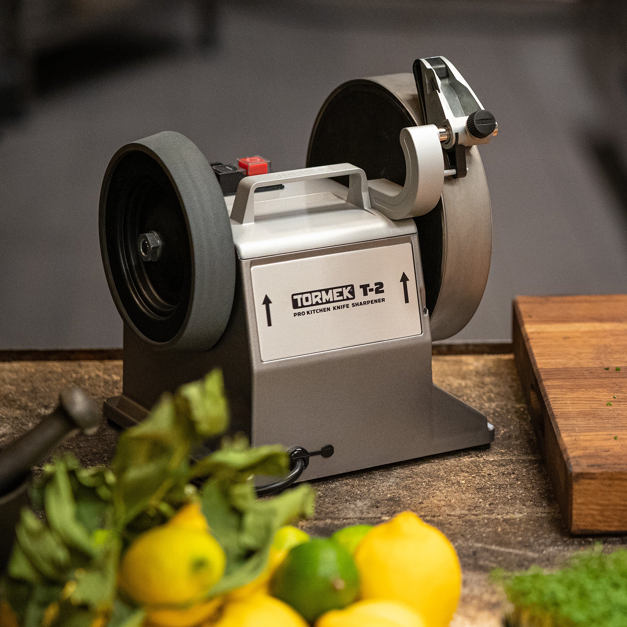 Tormek T-2 PRO Kitchen Knife Sharpener in a kitchen